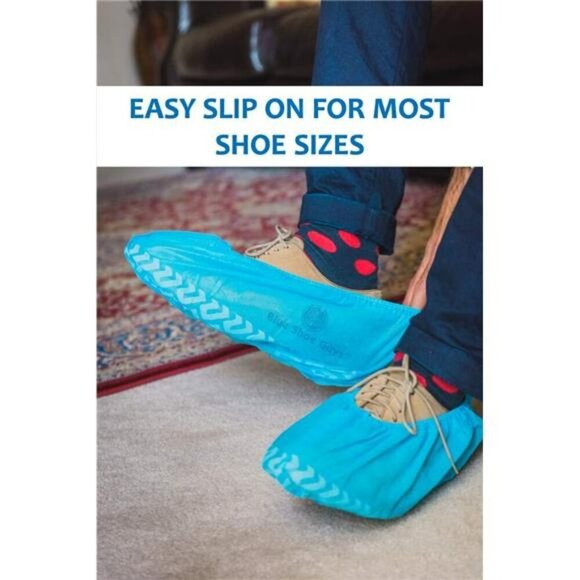 Disposable Shoe Covers 100 Pack Non Slip Waterproof Booties One Size Fits Most - Picture 5 of 8
